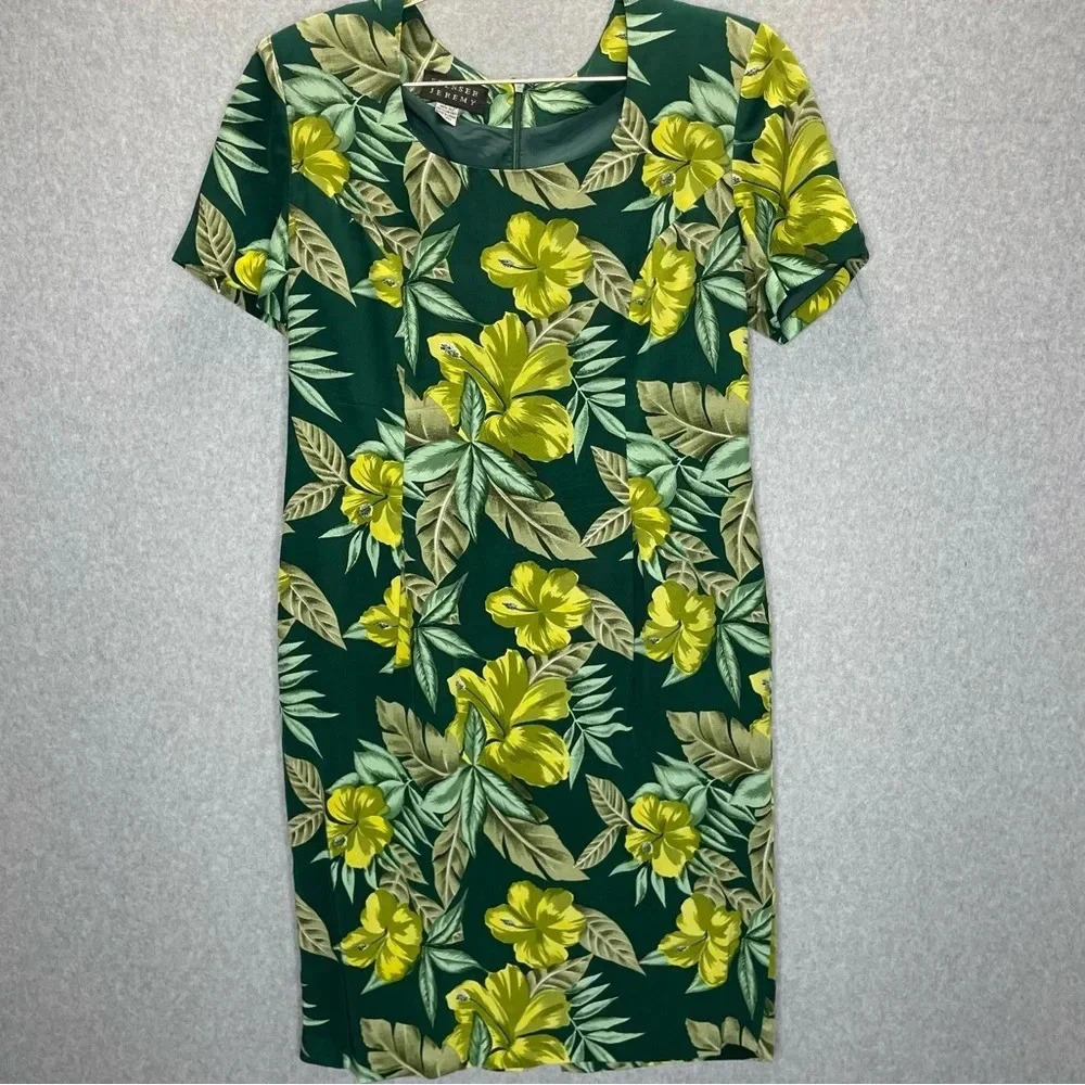 Vintage Spenser Jeremy 100% Silk Hawaiian Print Sheath Dress